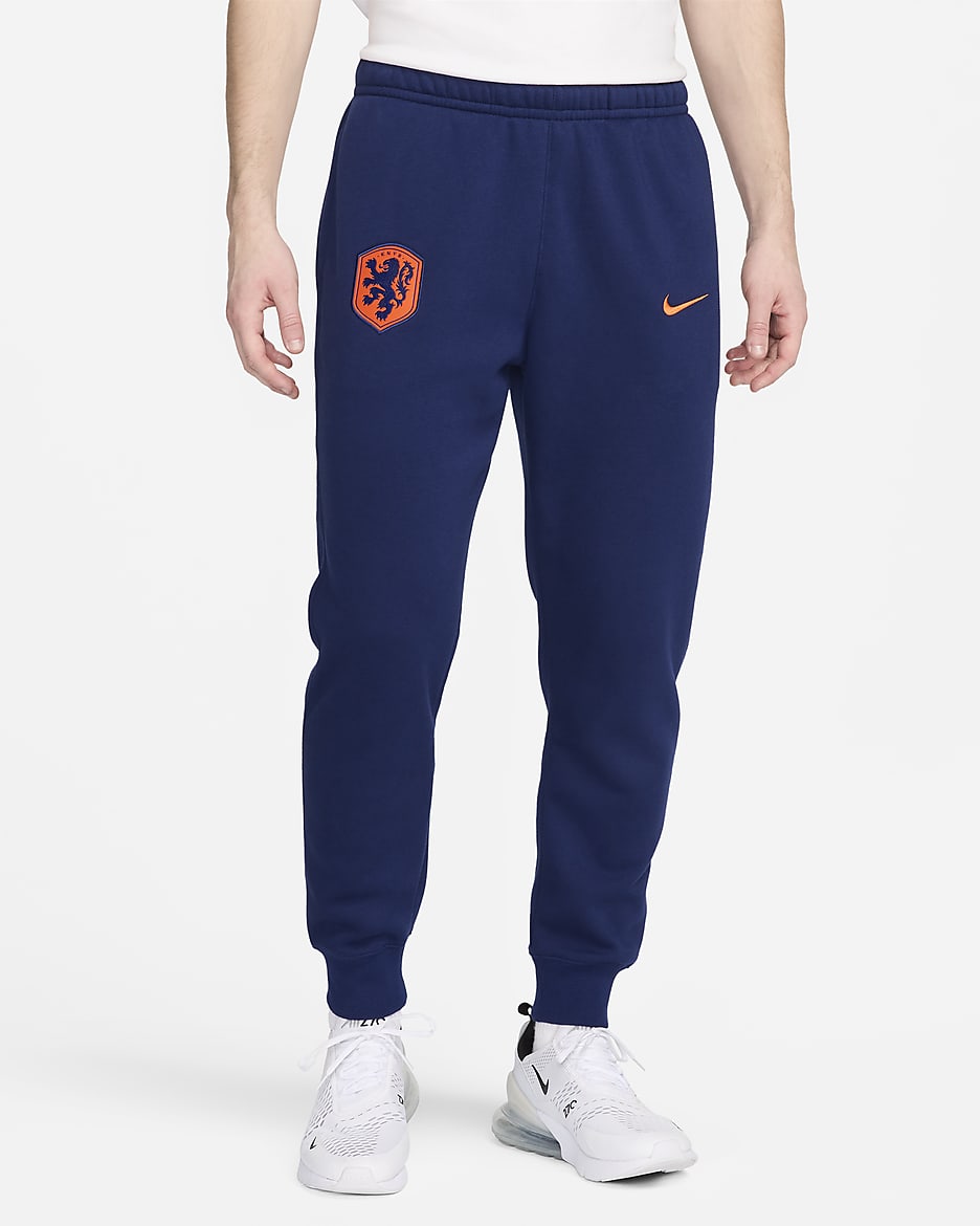 Netherlands Club Men's Nike Football Fleece Joggers - Blue Void/Safety Orange