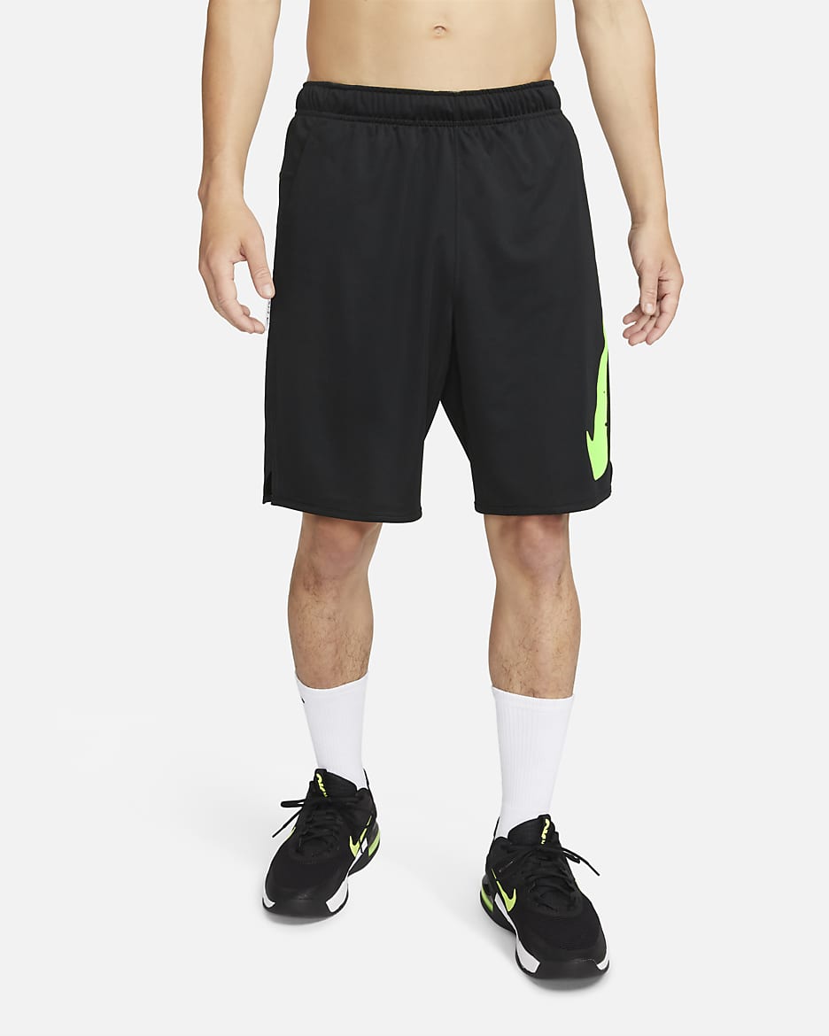 ナイキ Dri-FIT トータリティ スタジオ '72 メンズ 23cm アンラインド バーサタイル ショートパンツ - ブラック/ライムブラスト