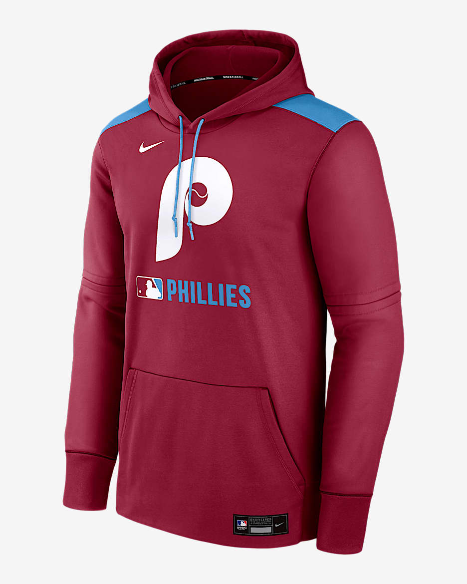 Sudadera con gorro sin cierre Nike Therma de la MLB para hombre Philadelphia Phillies Authentic Collection - Castaña