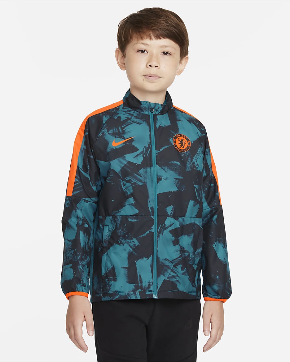 Chelsea FC Repel Academy AWF Big Kids' Nike Dri-FIT Soccer Jacket - Blustery/Black/Hyper Crimson
