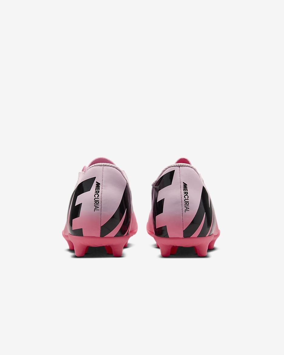 Tacos de fútbol MG de corte low para niños de preescolar y grandes Nike Jr. Mercurial Vapor 15 Club - Espuma rosa/Negro