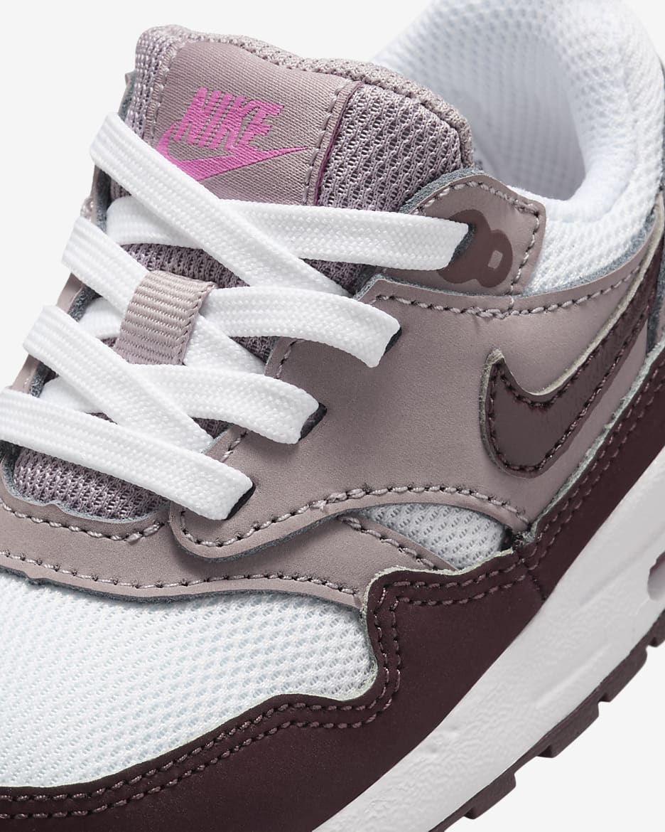 Air Max 1 EasyOn Baby/Toddler Shoes - White/Light Violet Ore/Playful Pink/Burgundy Crush