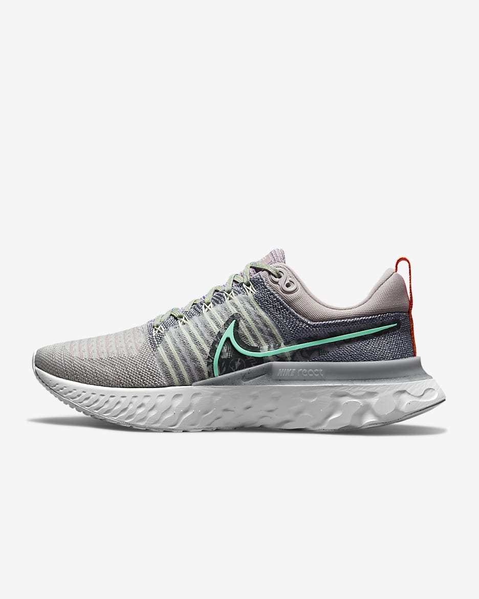 Calzado de running en carretera para mujer Nike React Infinity Run Flyknit 2 - Ceniza violeta/Gris partícula/Tinte platino/Menta claro
