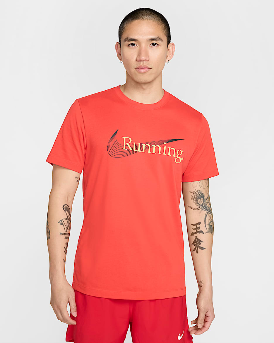 ナイキ Dri-FIT メンズ ランニング Tシャツ - ライトクリムゾン