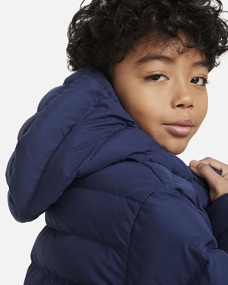 Nike Sportswear Lightweight Synthetic Fill Older Kids' Loose Hooded Jacket - Midnight Navy/Midnight Navy/White