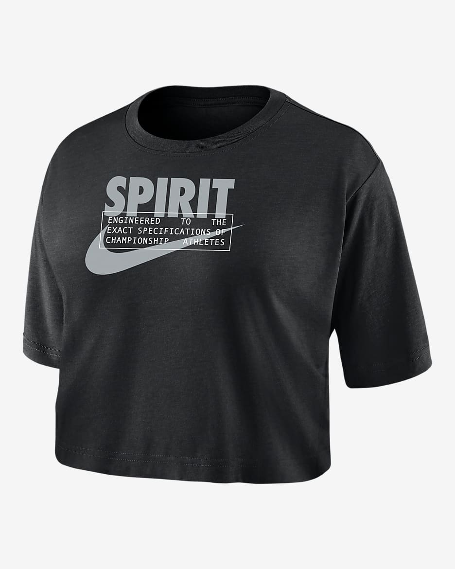 Playera de fútbol Nike Dri-FIT cropped para mujer Washington Spirit - Negro
