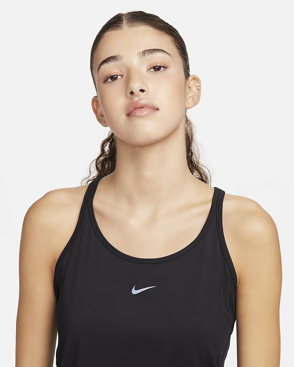 Nike One Classic tanktop met bandjes en Dri-FIT voor dames - Zwart/Zwart