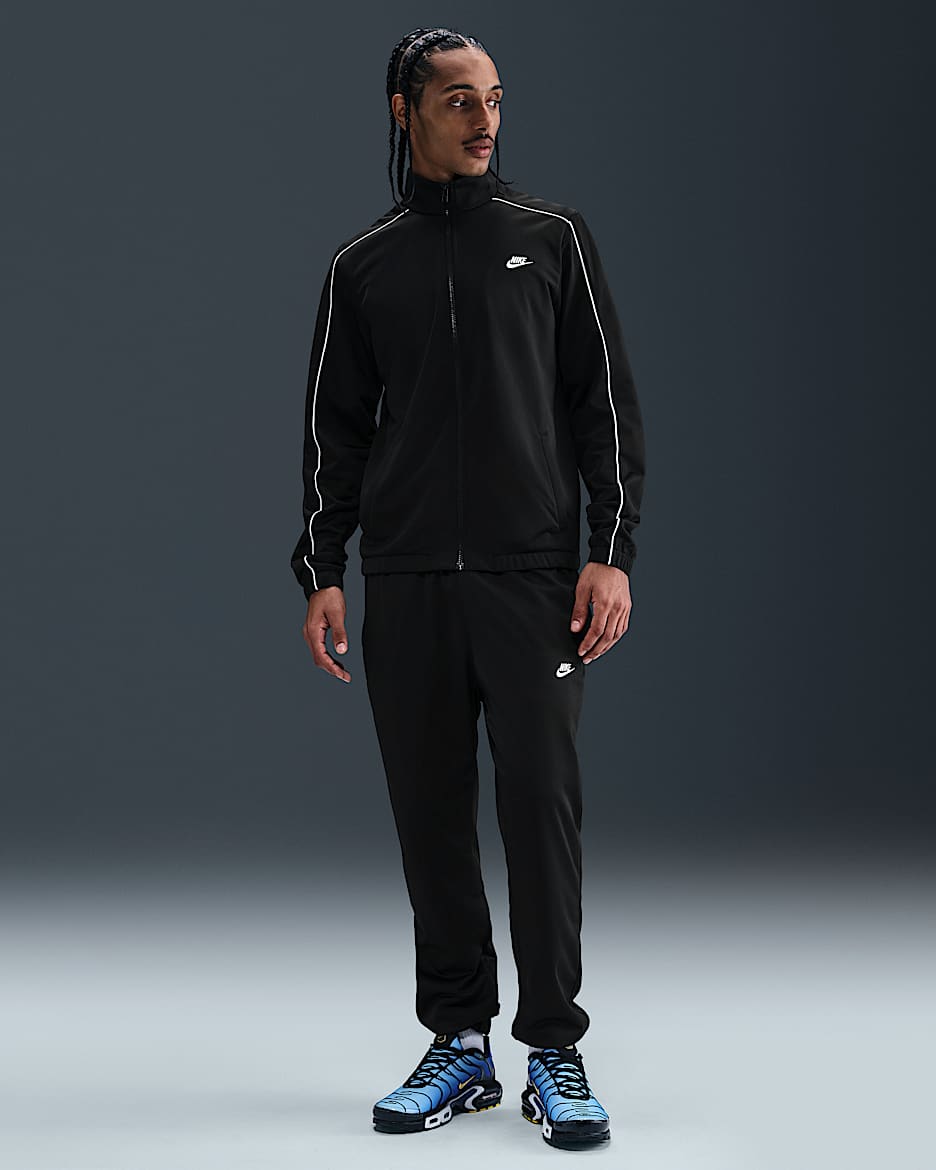 Nike Sportswear Club Polyester Örgü Erkek Eşofmanı - Siyah/Siyah/Beyaz/Beyaz