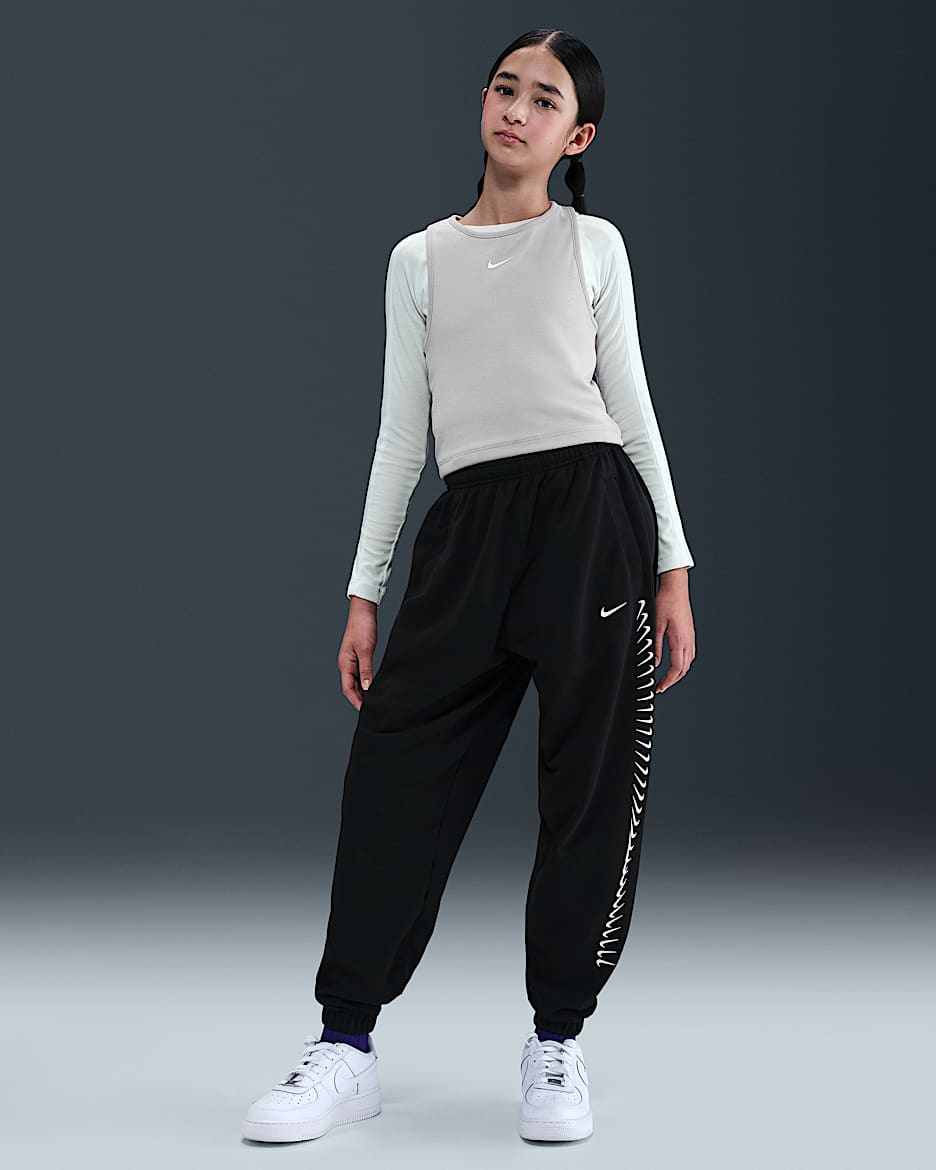 Pantalon en Fleece Dri-FIT Nike Sportswear pour fille - Noir/Blanc