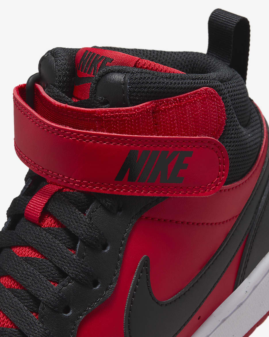 Nike Court Borough Mid 2 Schuh für ältere Kinder - University Red/Weiß/Schwarz