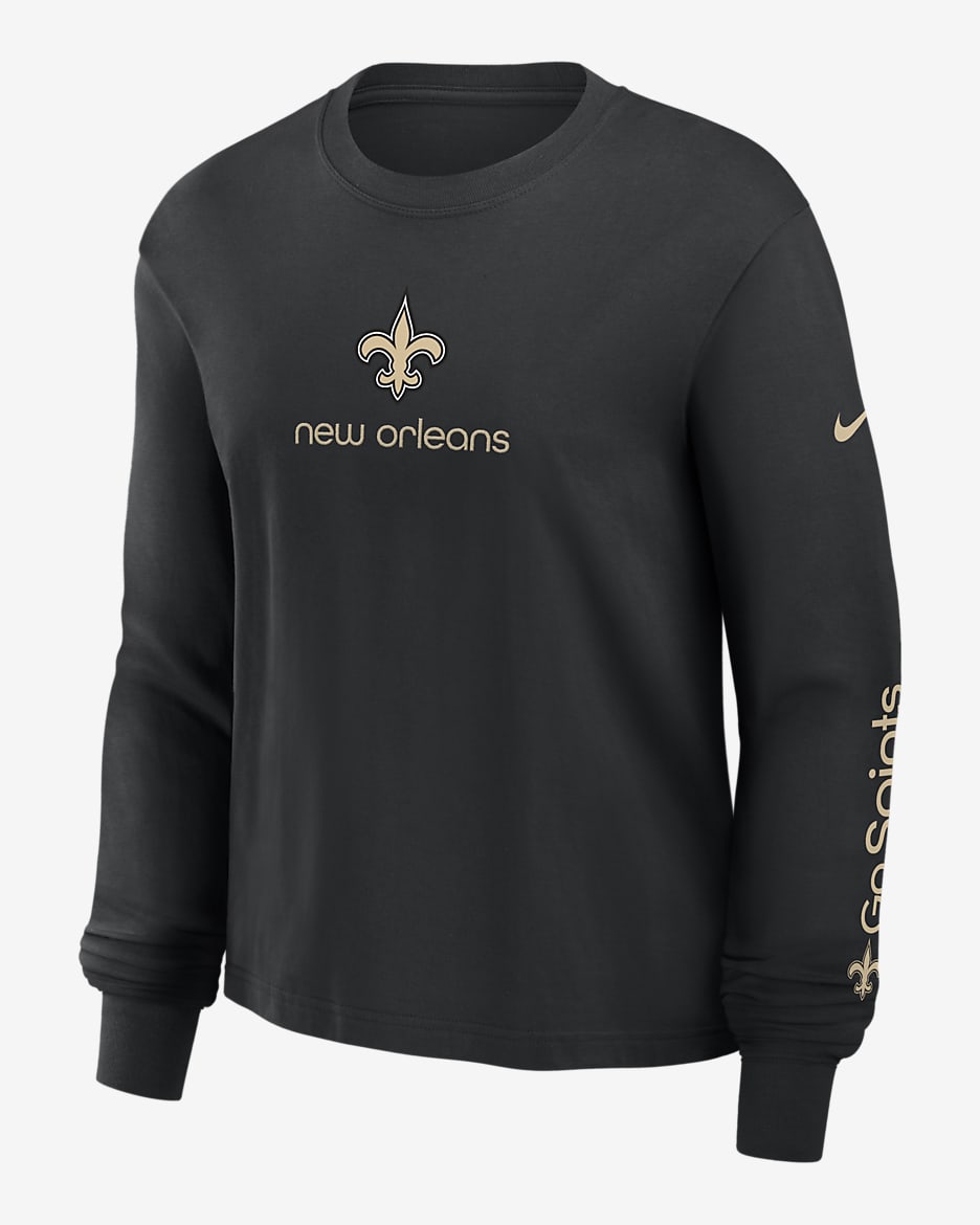 New Orleans Saints Boxy Women's Nike NFL Long-Sleeve T-Shirt - Black