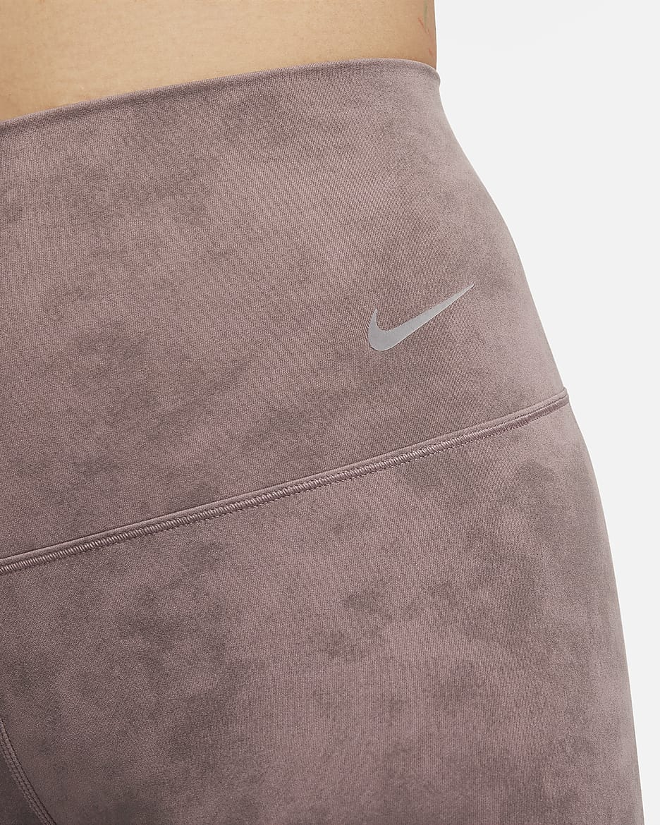 เลกกิ้งเอวสูง 7/8 ส่วนผู้หญิงซัพพอร์ตแบบอ่อนโยน Nike Zenvy Tie-Dye - Smokey Mauve/ดำ