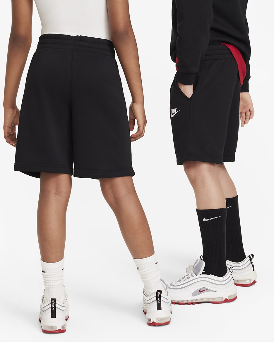 Nike Sportswear Club Fleece Older Kids' French Terry Shorts - Black/White