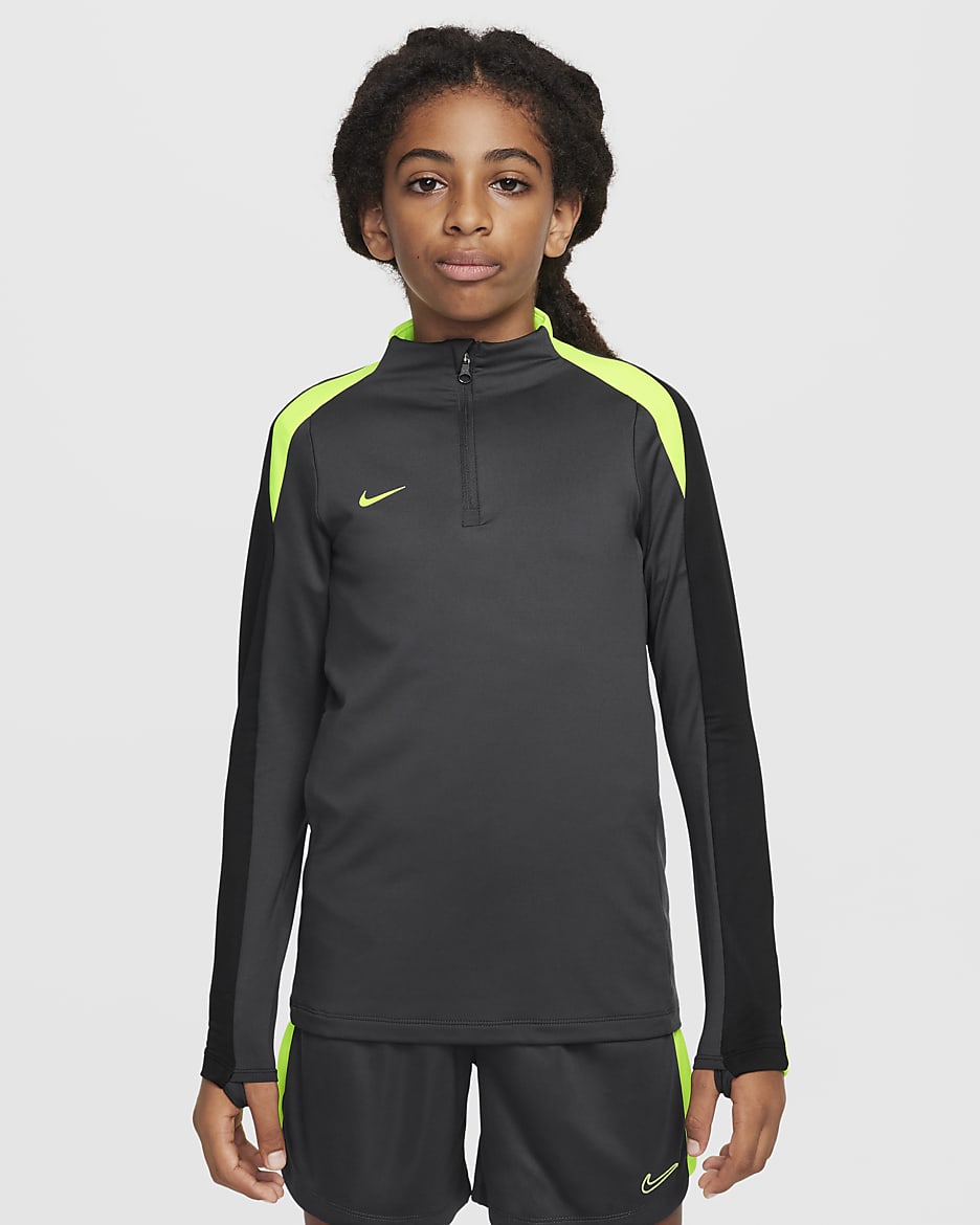 Haut d'entraînement de football Nike Dri-FIT Strike pour ado - Anthracite/Noir/Volt/Volt