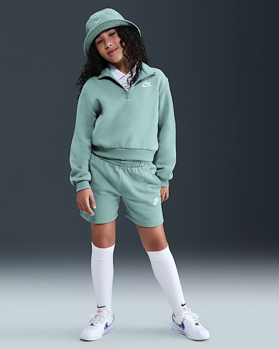 Nike Sportswear Club Fleece Fransız Havlu Kumaşı 13 cm Genç Çocuk (Kız) Şortu - Cannon/Cannon/Beyaz