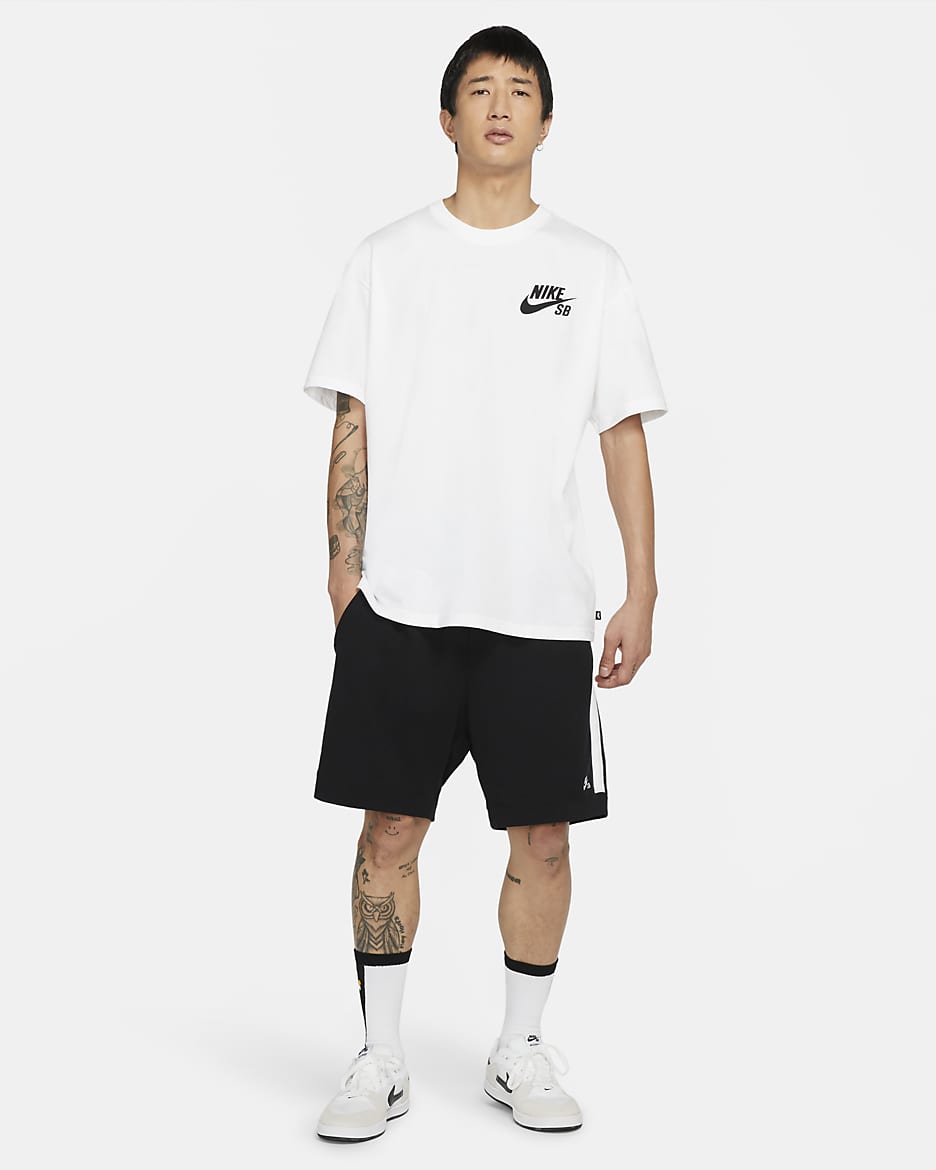 Nike SB Logo Camiseta de skateboard - Blanco/Negro