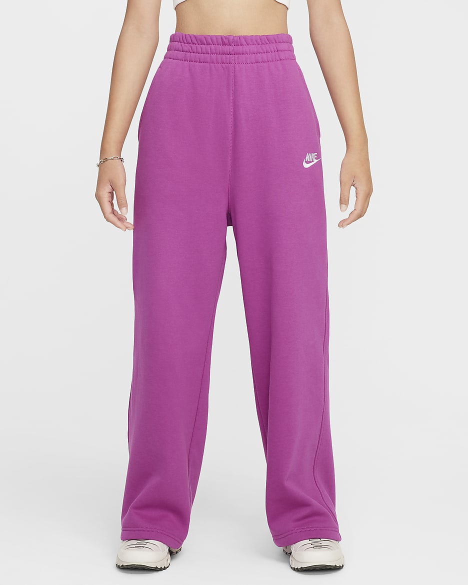 Pants de pierna ancha para niña Nike Sportswear Club Fleece - Fucsia cálido/Fucsia cálido/Fucsia cálido/Blanco
