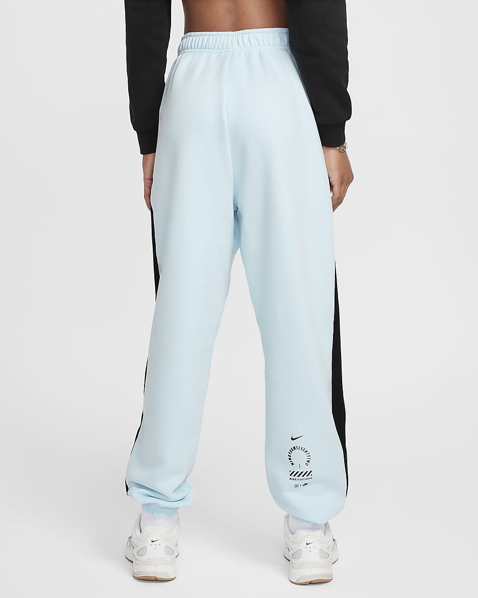 Nike Sportswear oversized joggingbroek van fleece voor meisjes - Glacier Blue/Zwart/Wit