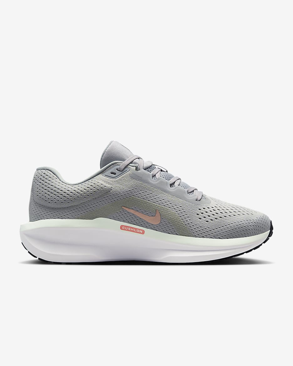 Nike Winflo 11 Women's Road Running Shoes - Wolf Grey/Olive Aura/Light Pumice/Metallic Red Bronze