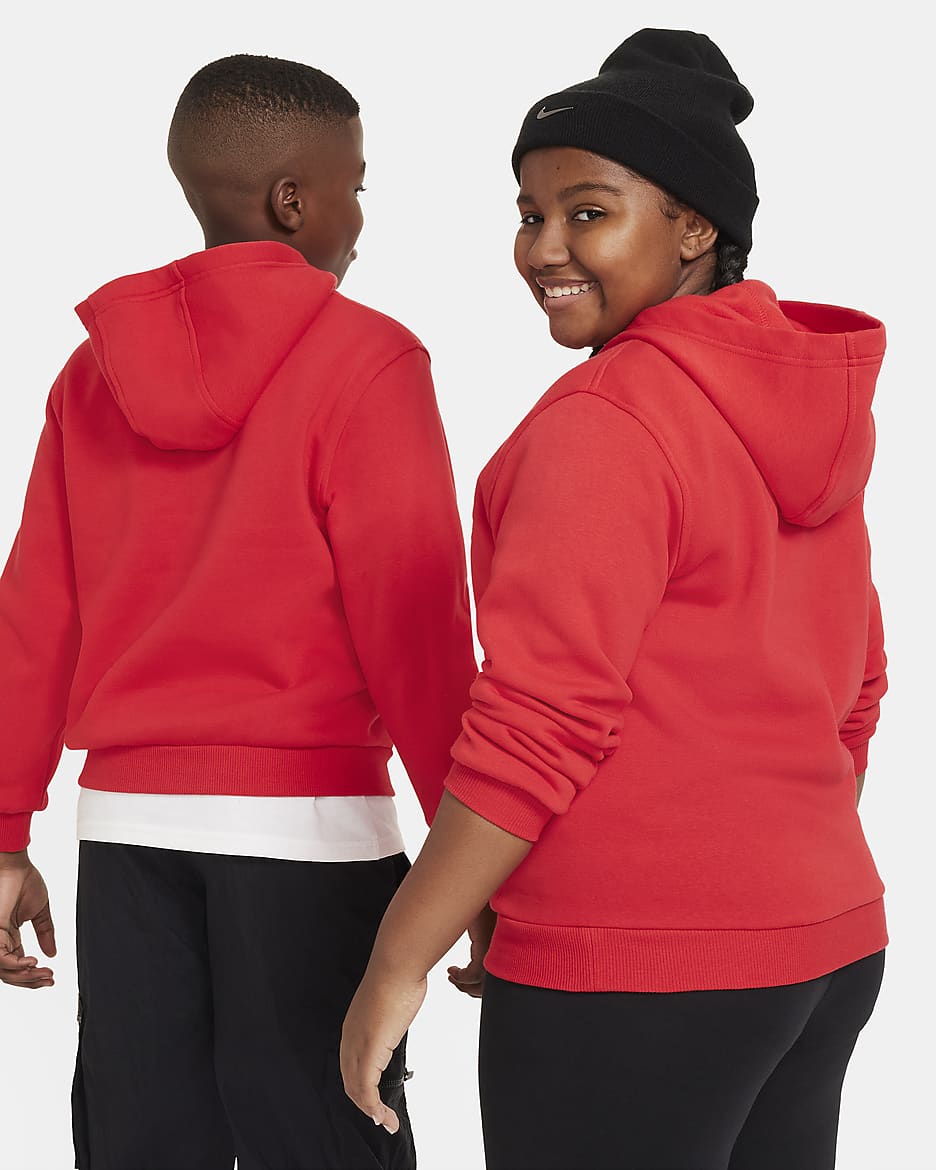 Nike Sportswear Club Fleece Big Kids' Hoodie (Extended Size) - University Red/White