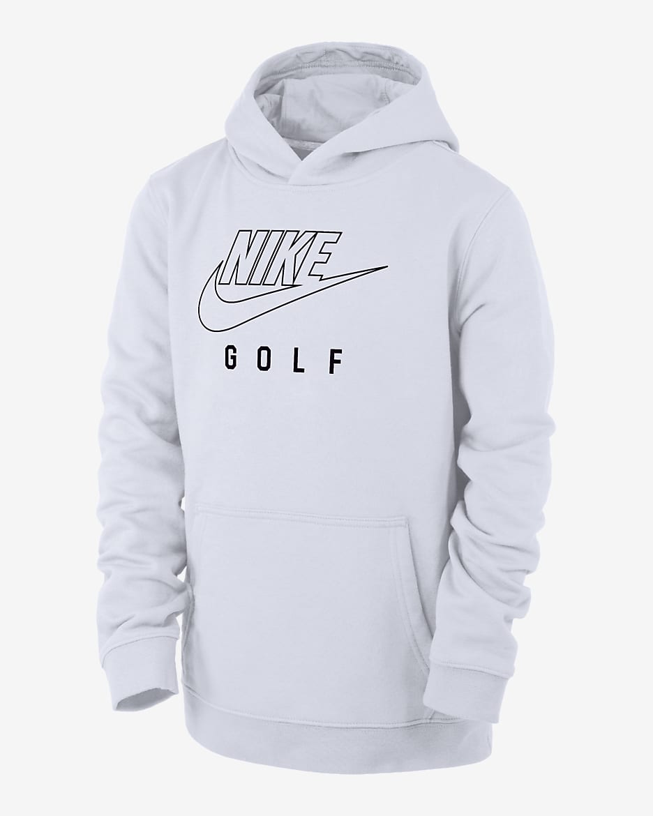 Nike Swoosh Club Fleece Big Kids' Golf Pullover Hoodie - White