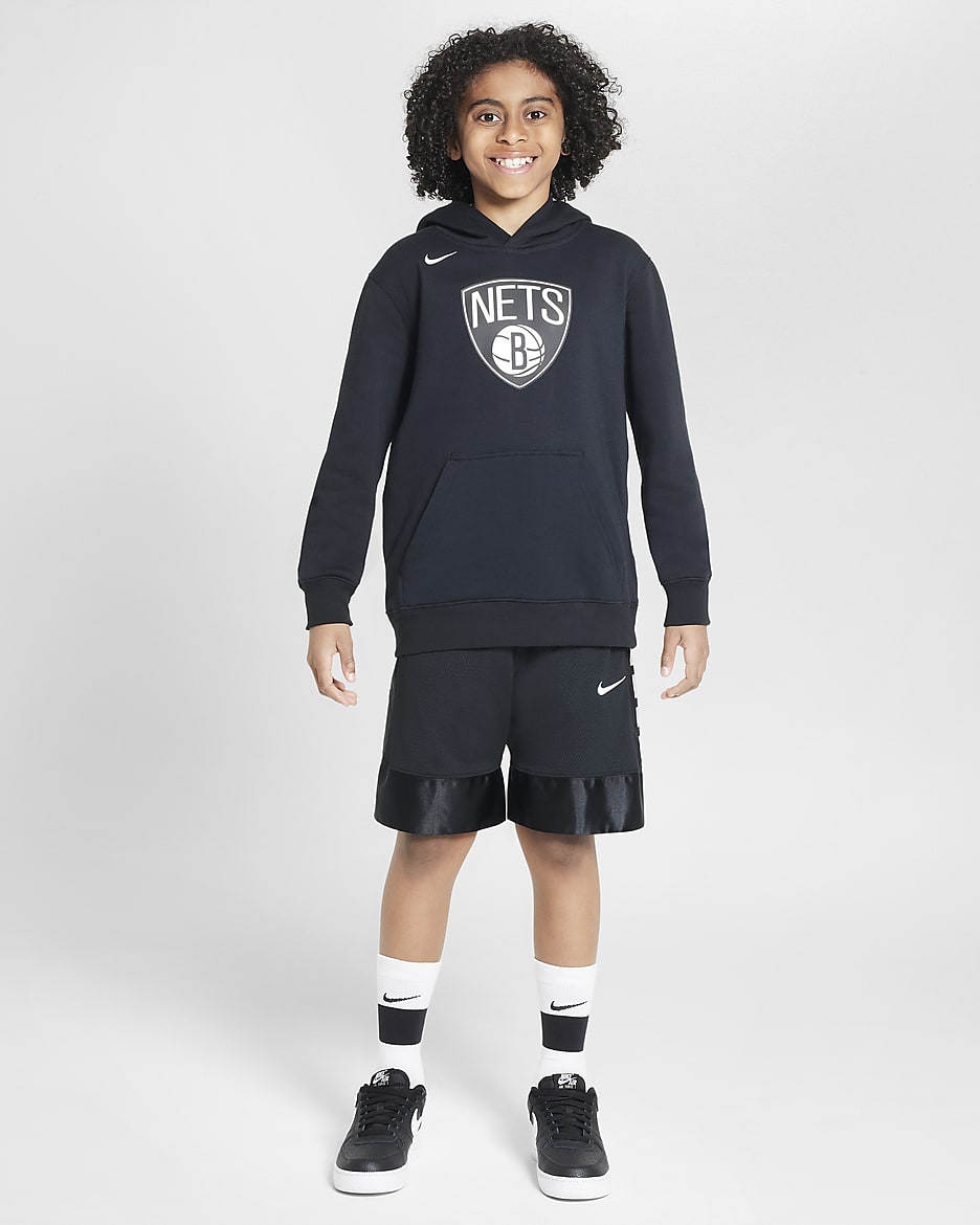 Brooklyn Nets Sudadera con capucha de tejido Fleece Nike de la NBA - Niño/a - Negro