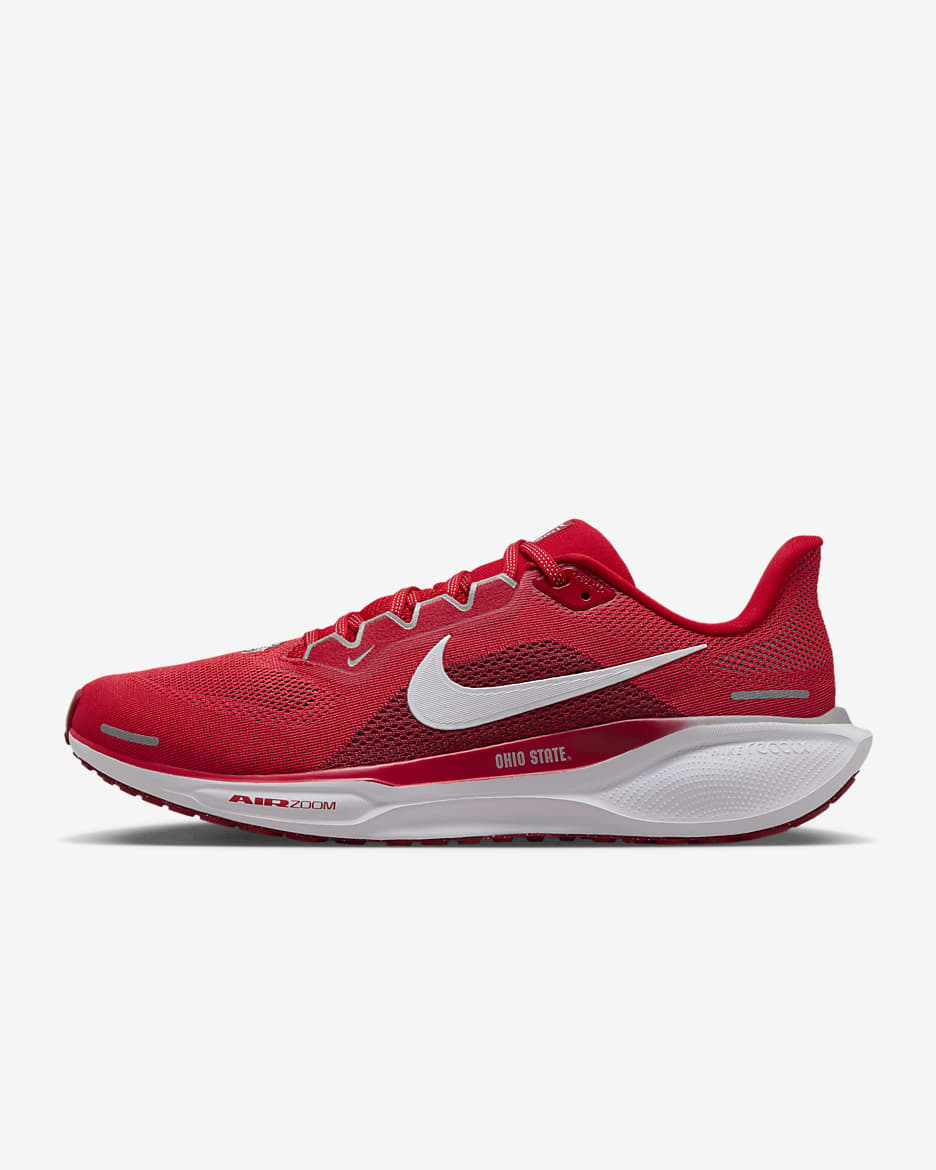 Ohio State Pegasus 41 Men's Nike College Road Running Shoes - University Red/White/Pewter Grey/White