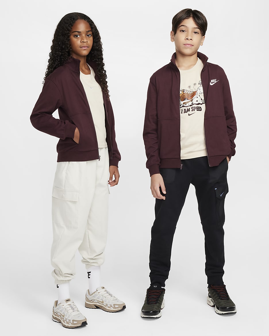 Nike Sportswear Club Older Kids' Full-Zip Knit Jacket - Burgundy Crush/Burgundy Crush/White