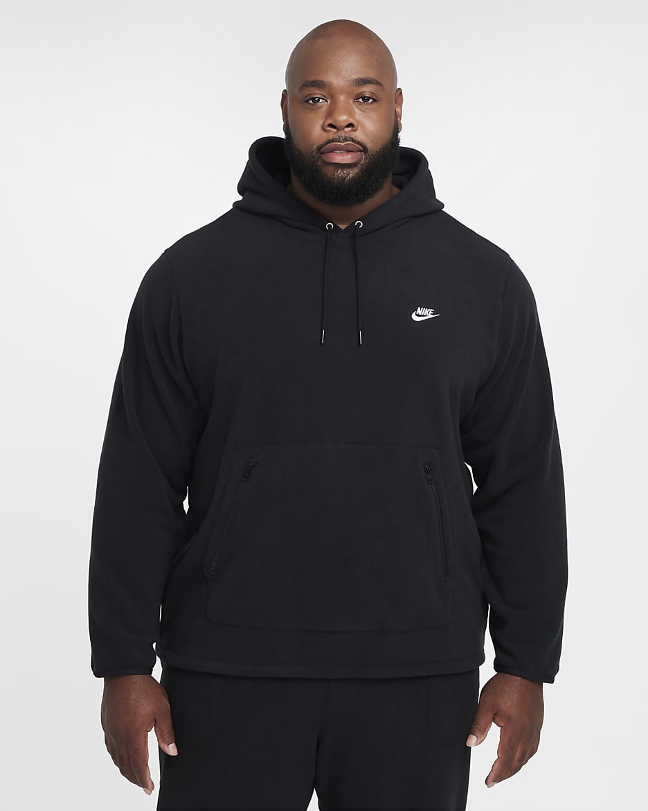 Nike Club Men's Winterized Pullover Hoodie - Black/White