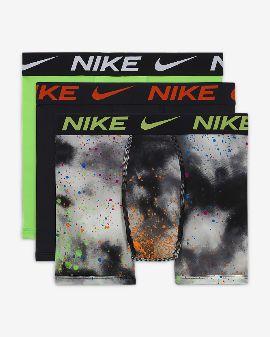 Nike Dri-FIT Essentials Big Kids' Printed Boxer Briefs (3-Pack) - Black