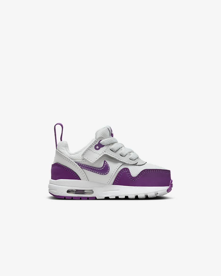 Tenis para bebé e infantiles Air Max 1 EasyOn - Blanco cumbre/Blanco/Violeta viotech