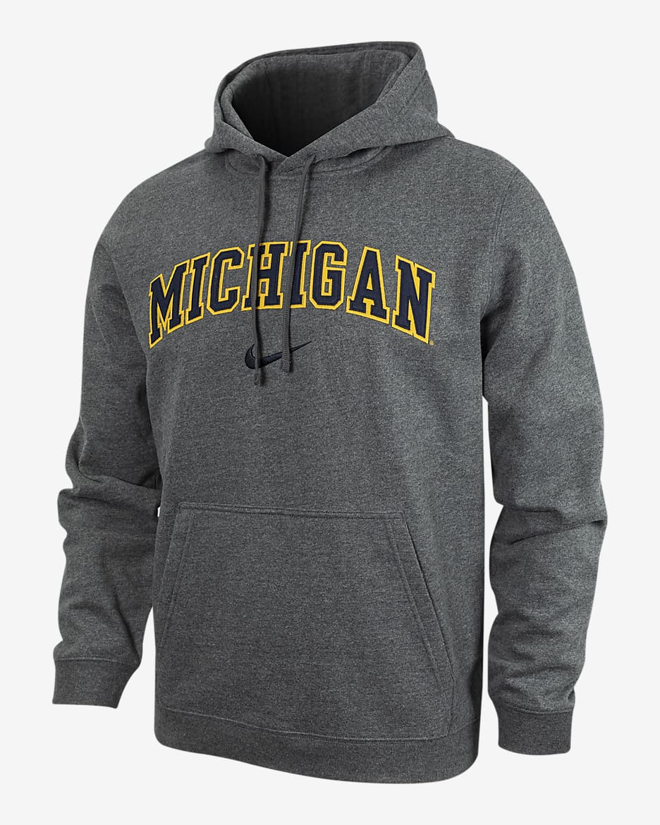 Michigan Club Fleece Men's Nike College Hoodie - Carbon Heather