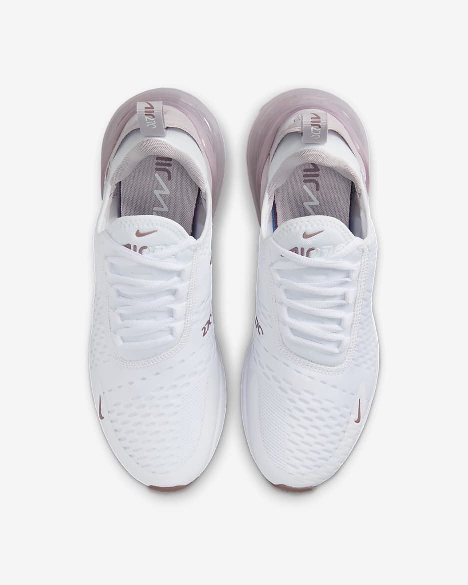 Tenis para mujer Nike Air Max 270 - Blanco/Malva humeante/Negro/Violeta platino