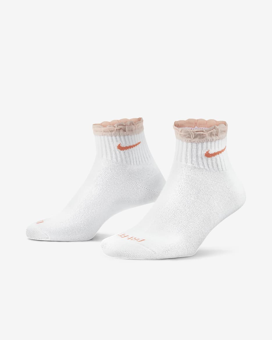 Nike Everyday Women's Training Ankle Socks - White/Pale Coral/Pale Coral