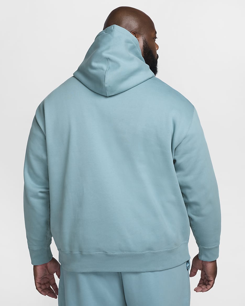 Felpa pullover in fleece con cappuccio Nike Solo Swoosh – Uomo - Denim Turquoise/Bianco