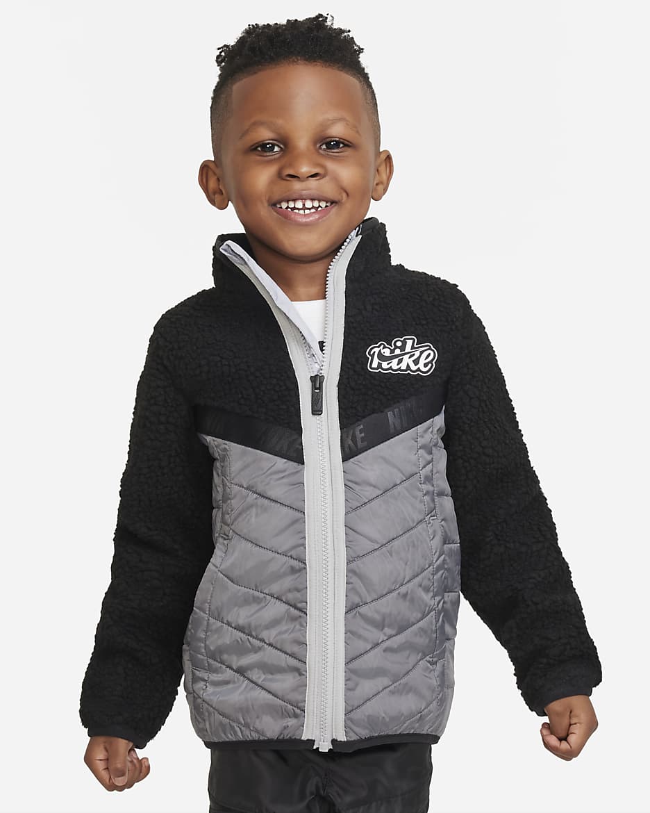 Nike Sherpa Fleece Jacket Little Boys' Water Resistant Sherpa Jacket - Black