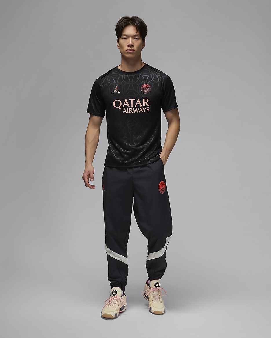 Paris Saint-Germain Academy Pro Third Men's Jordan Dri-FIT Football Pre-Match Top - Black/Infrared 23/Rust Pink