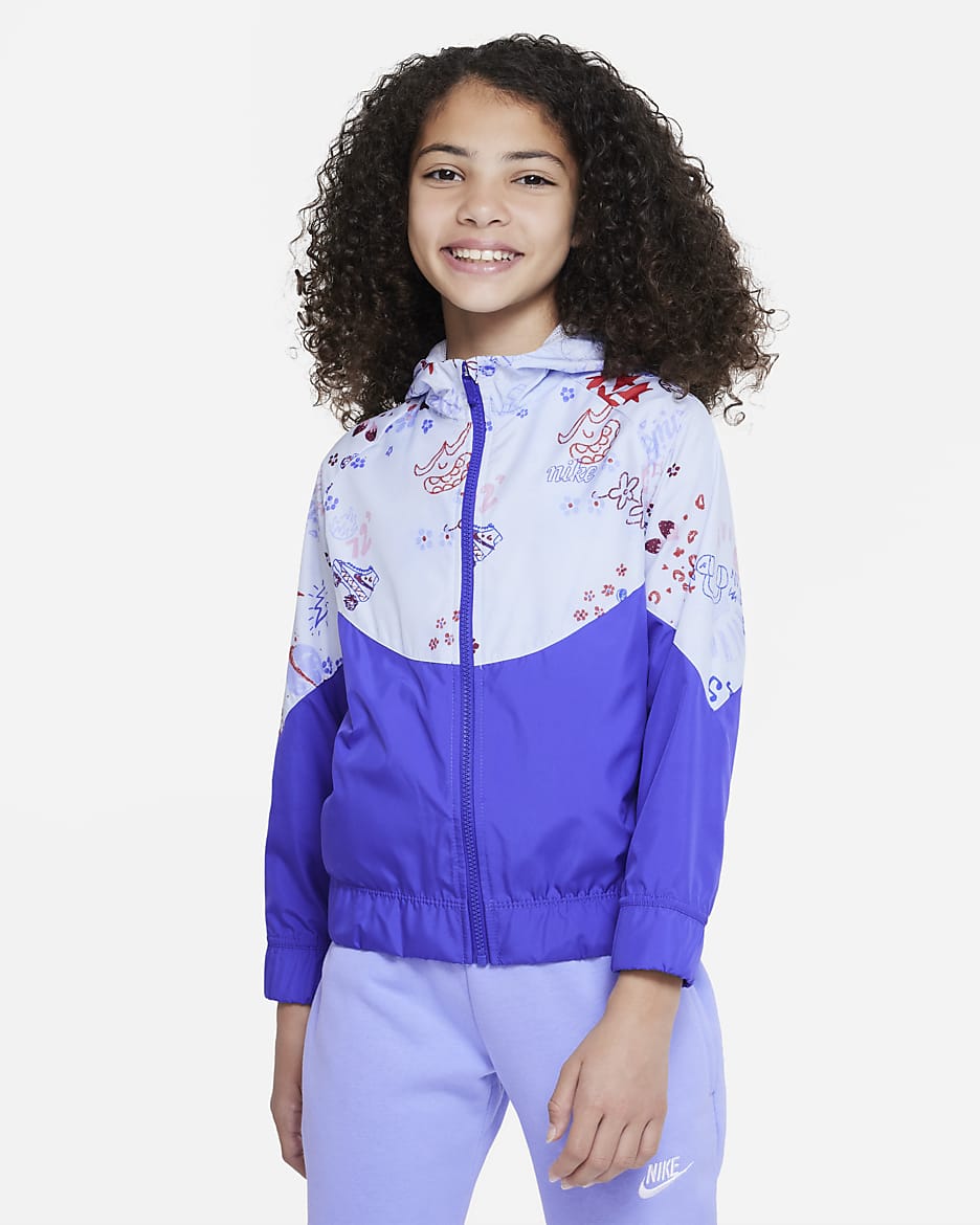 Nike Sportswear Icon Clash Windrunner Older Kids' (Girls') Jacket - Football Grey/Lapis/Lapis