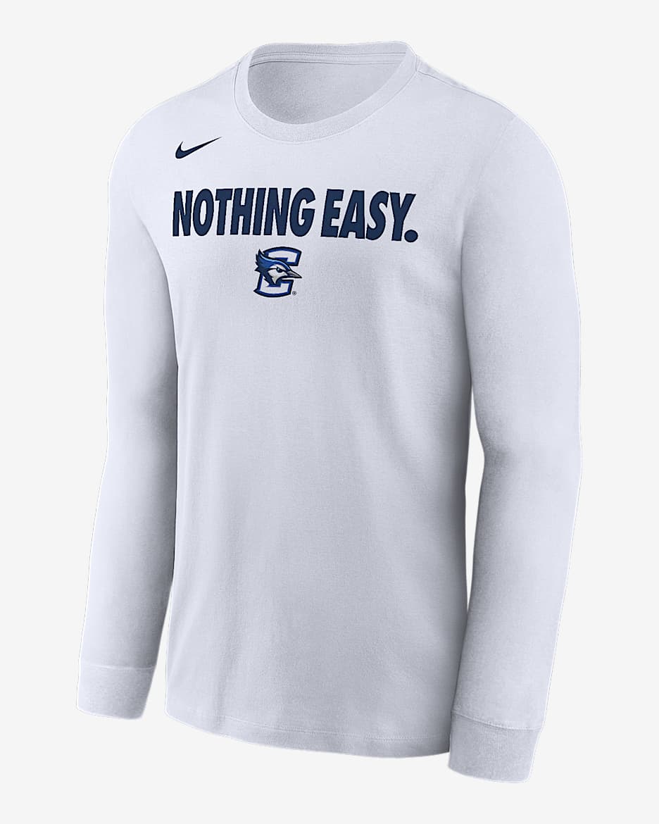 Playera de manga larga universitaria Nike para hombre Creighton - Blanco