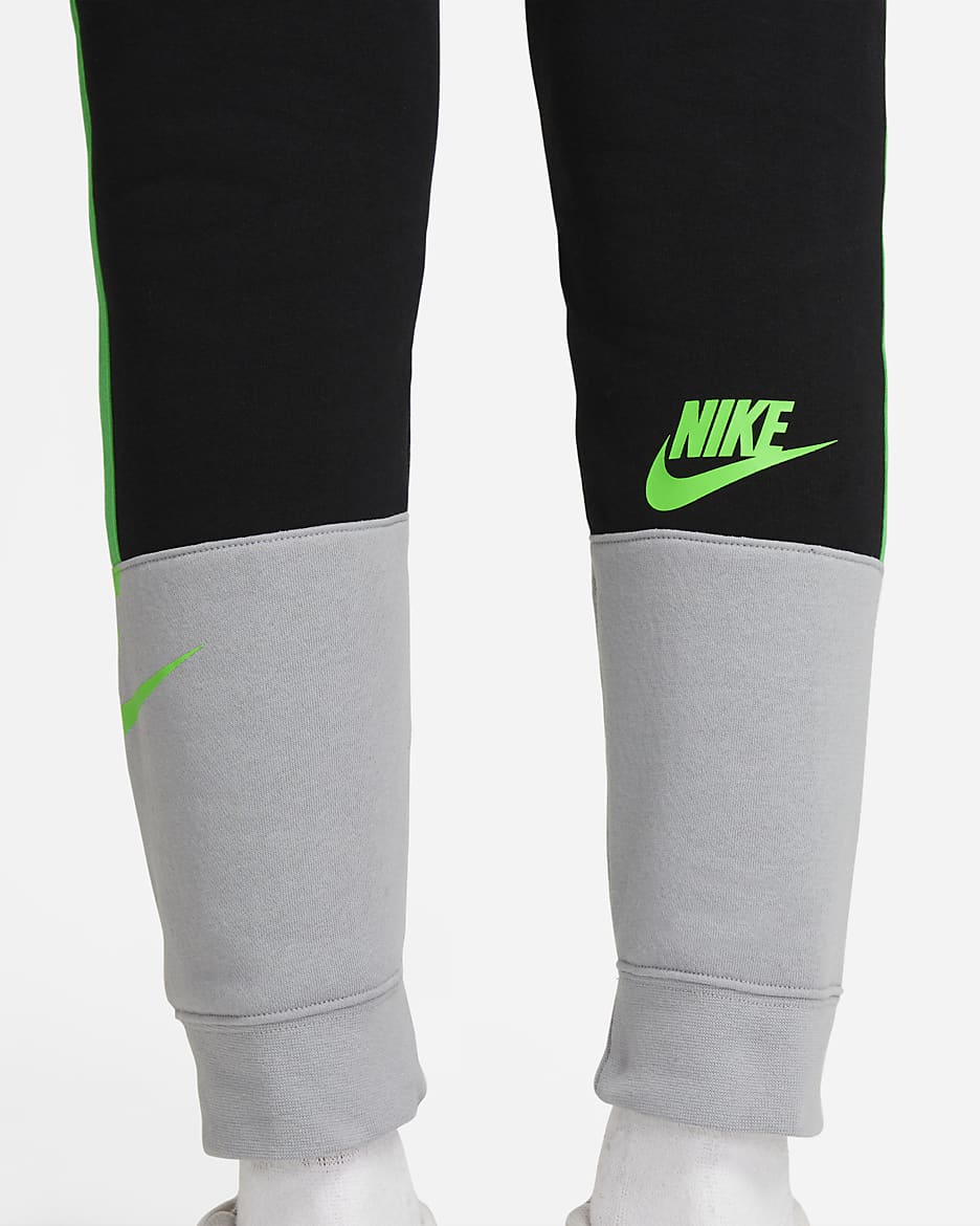 Nike Sportswear Amplify Big Kids' (Boys') Pants - Black/Light Smoke Grey/Light Green Spark/Green Strike