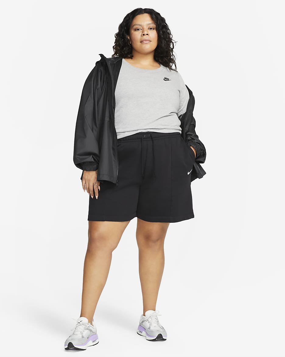 Nike Sportswear Club Essentials Women's T-Shirt (Plus Size) - Dark Grey Heather/Black