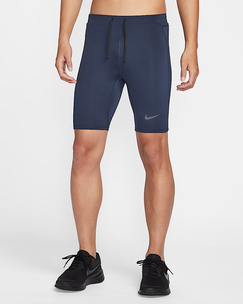 Nike Fast Men's Dri-FIT Brief-Lined Running 1/2-Length Tights - Obsidian