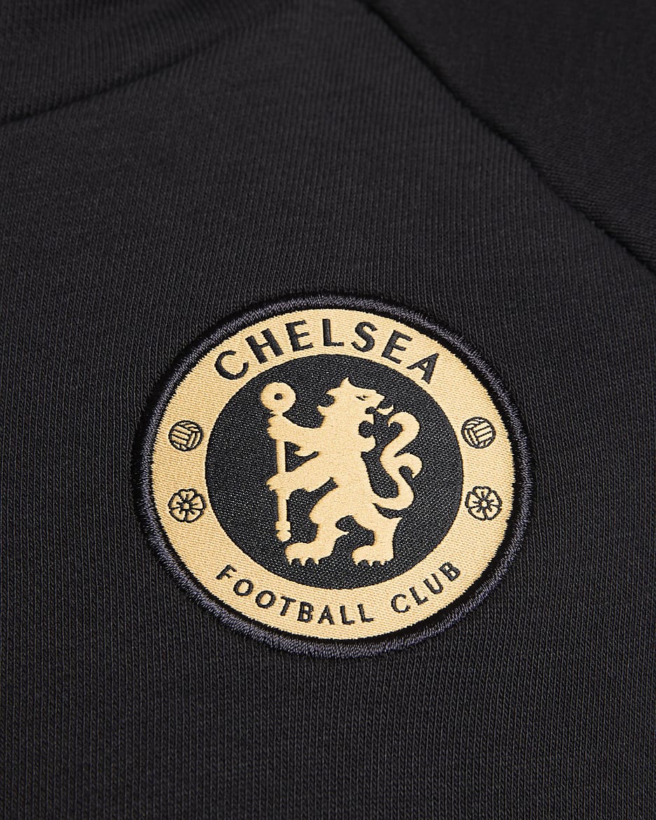 Chelsea FC Essential Women's Nike Fleece Pullover Hoodie - Pitch Blue/Club Gold