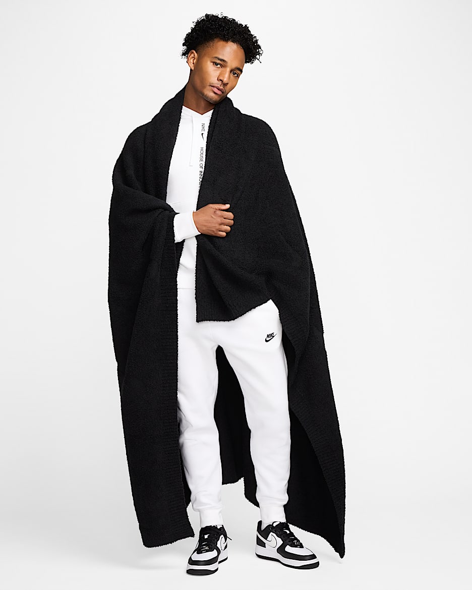 Manta de tejido Knit oversized Nike Sportswear Phoenix Cozy Bouclé - Negro