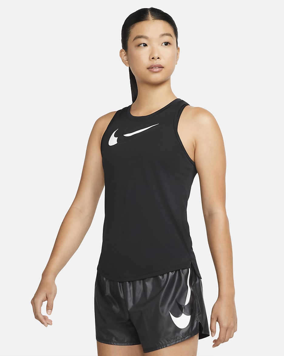 Nike Dri-FIT Swoosh Run Women's Running Tank - Black/White