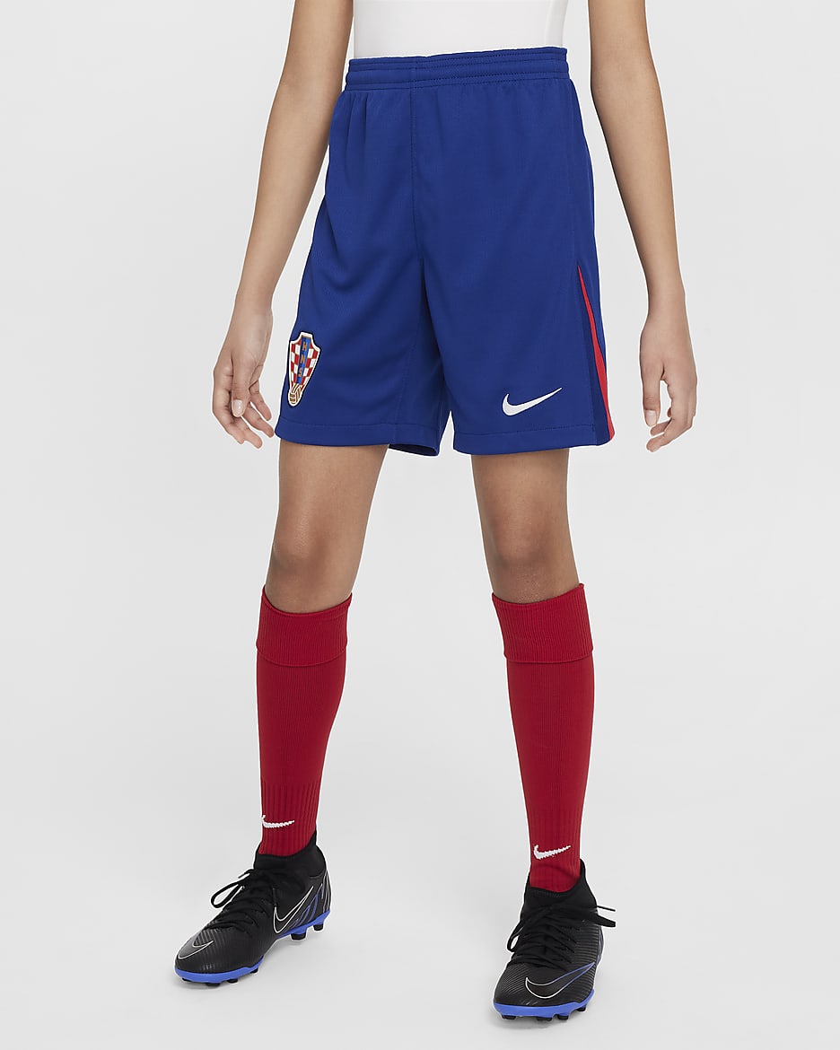 Kroatië 2024/25 Stadium Thuis/Uit Nike replica voetbalshorts met Dri-FIT voor kids - Deep Royal Blue/University Red/Wit