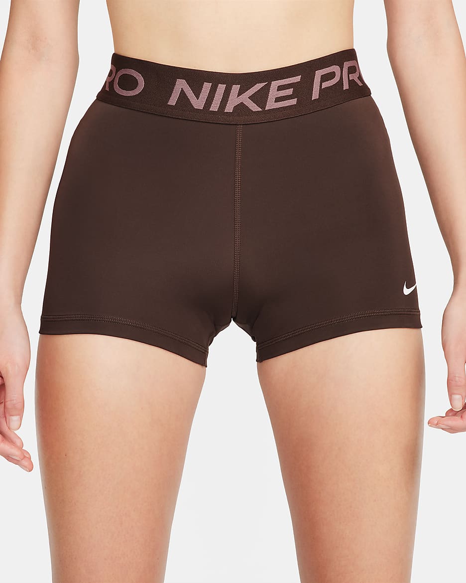 Nike Pro Damenshorts (ca. 8 cm) - Baroque Brown/Weiß