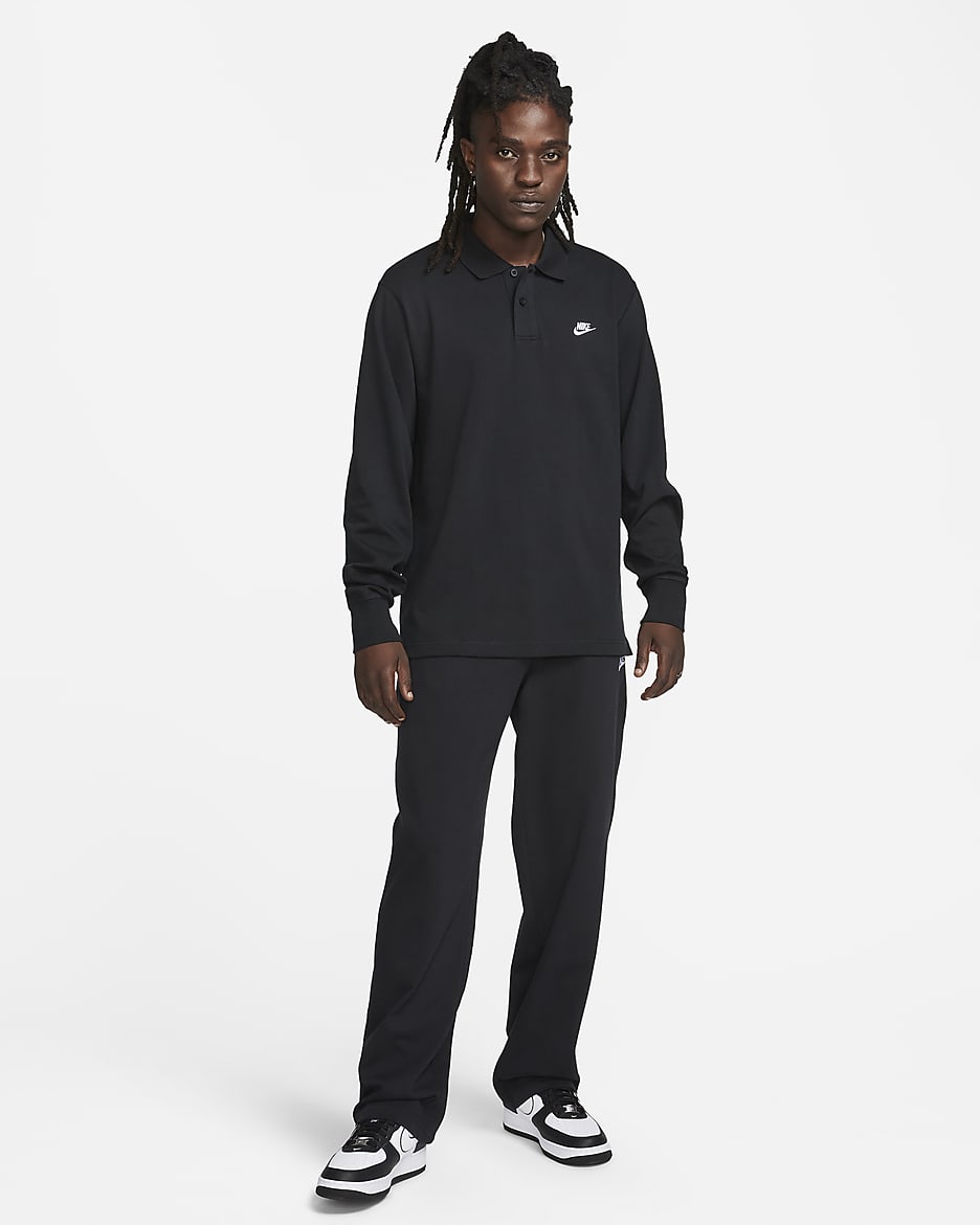 Nike Club Men's Long-Sleeve Knit Polo - Black/White