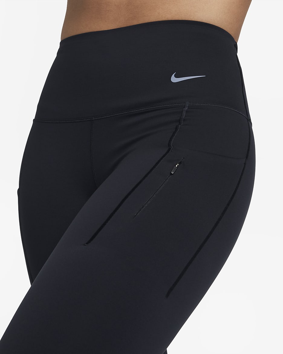 Leggings i 7/8-längd Nike Go Therma-FIT med hög midja och fickor för kvinnor - Svart/Svart