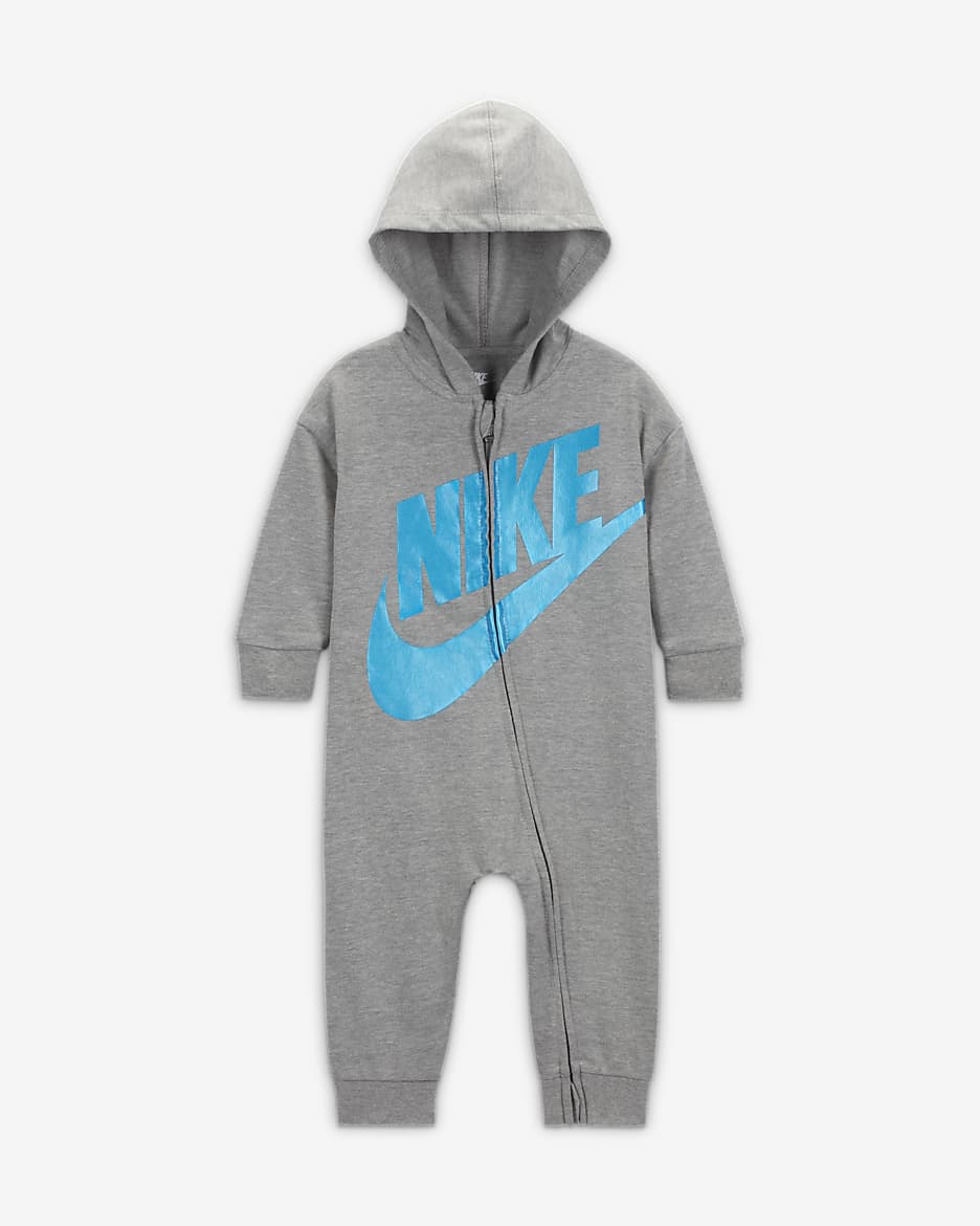 Nike Baby (3-9M) Metallic French Terry Coverall - Dark Grey Heather